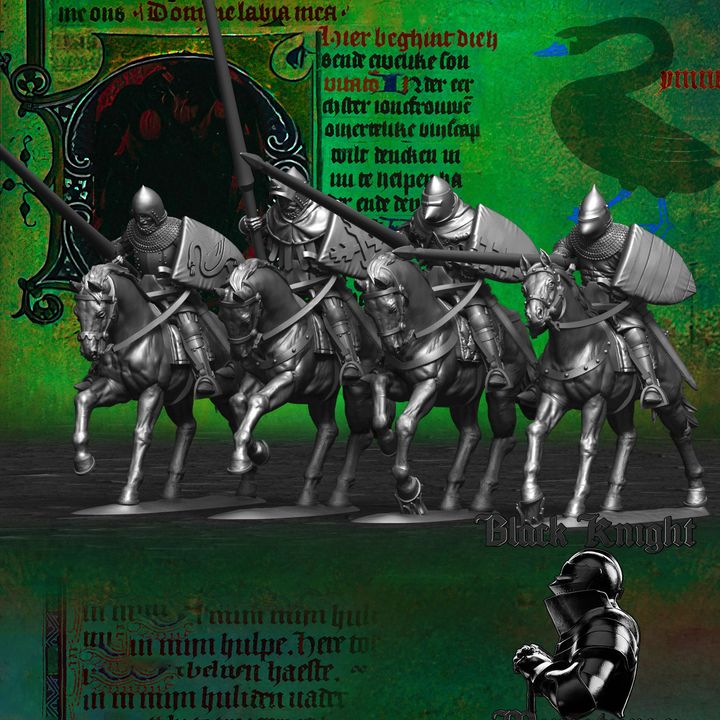 Early 15th century Hussite Mounted Knights with Lances by Black Knight Miniatures