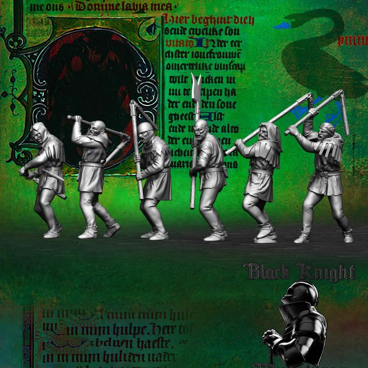 Early 15th century Hussite Taborites (x 6) - Set A by Black Knight Miniatures.