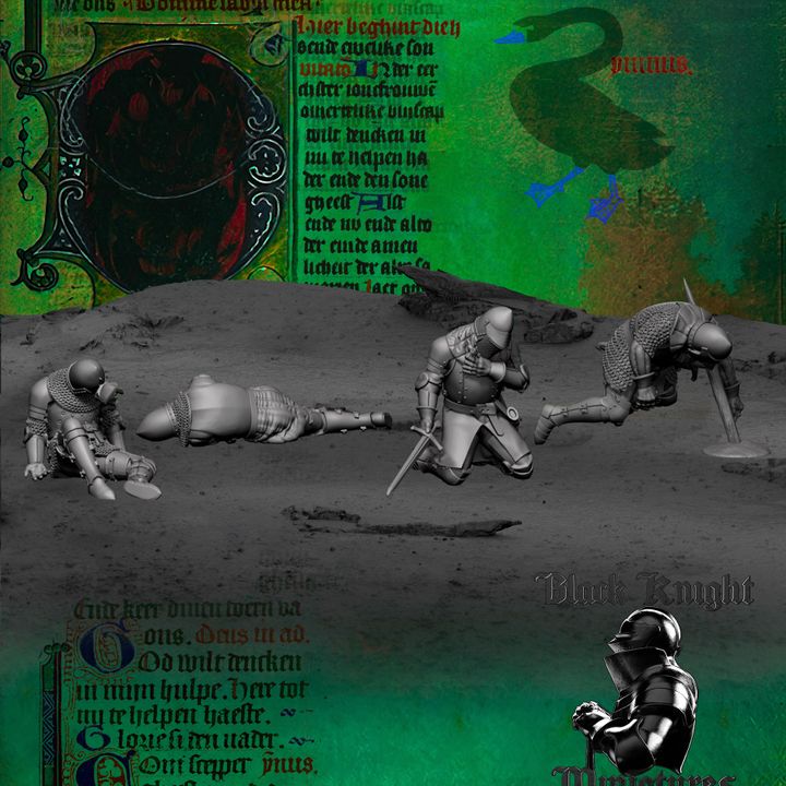 Age of Chivalry - Early 15th century Knight Casualties x 4 by Black Knight Miniatures