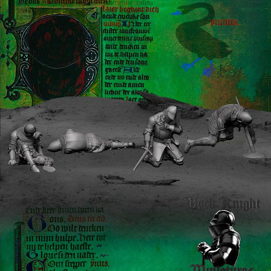 Age of Chivalry - Early 15th century Knight Casualties x 4 by Black Knight Miniatures