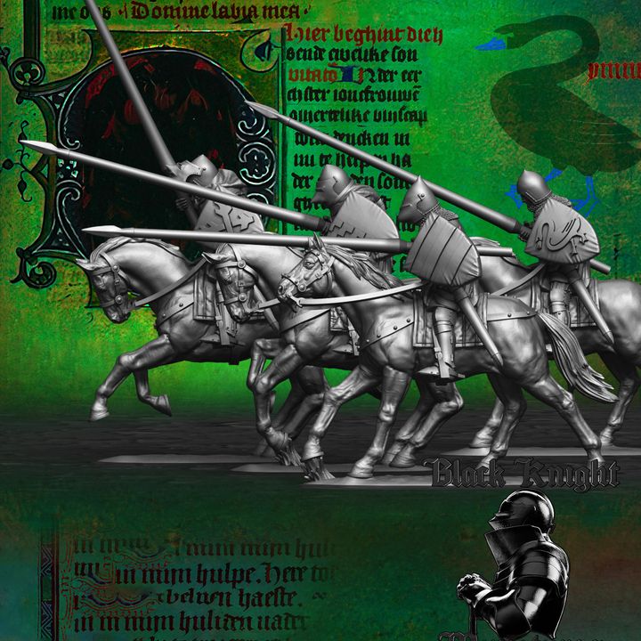 Early 15th century Hussite Mounted Knights with Lances by Black Knight Miniatures