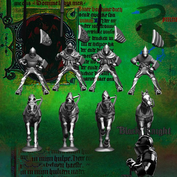 Early 15th century Hussite Mounted Knights with Lances by Black Knight Miniatures