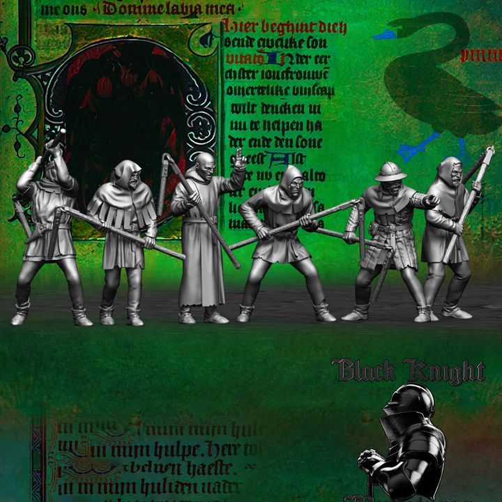 Early 15th century Hussite Taborites (x 6) - Set B by Black Knight Miniatures.