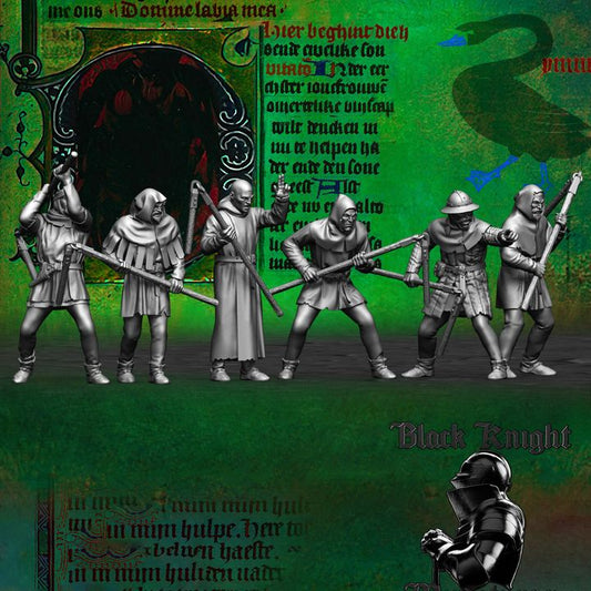 Early 15th century Hussite Taborites (x 6) - Set B by Black Knight Miniatures.
