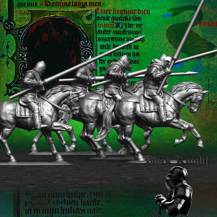 Early 15th century Hussite Mounted Knights with Lances by Black Knight Miniatures