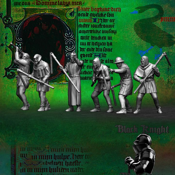 Early 15th century Hussite Taborites (x 6) - Set B by Black Knight Miniatures.