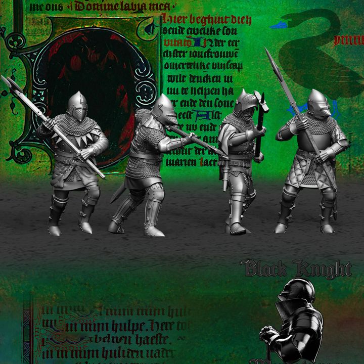 15th century Hussite Foot Knights- polearms by Black Knight Miniatures