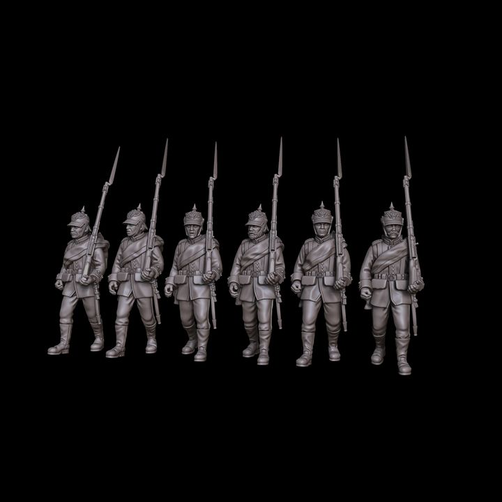 Prussian Foot Guards-Regiment in Marching-Poses in Full Kit by Styriwar