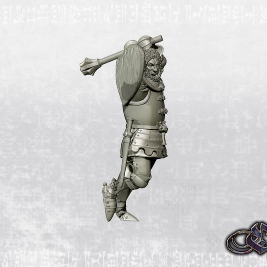 "Charging Knight with mace & no helmet on foot - 14th century" by Ezipion miniatures