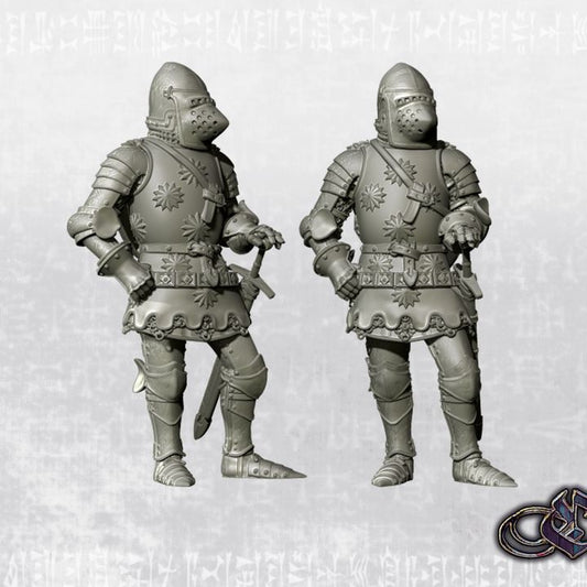 "Ostředek's Brigands Commander on foot with closed visor - heraldry shield - 14th century" by Ezipion miniatures