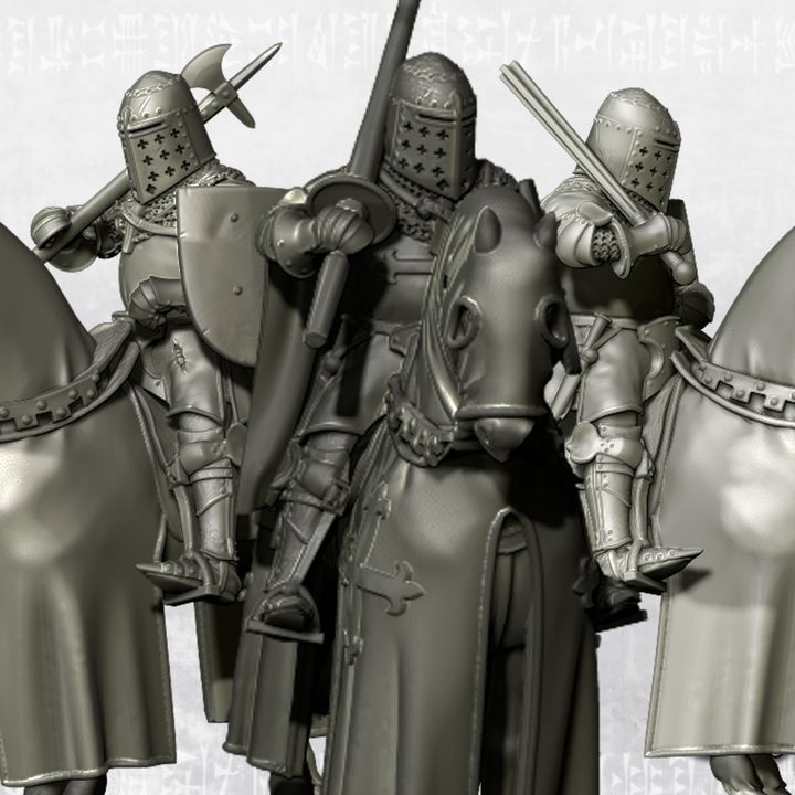 "Iberian Crusader veteran on horse -crusader & lay versions- 14th century" by Ezipion miniatures