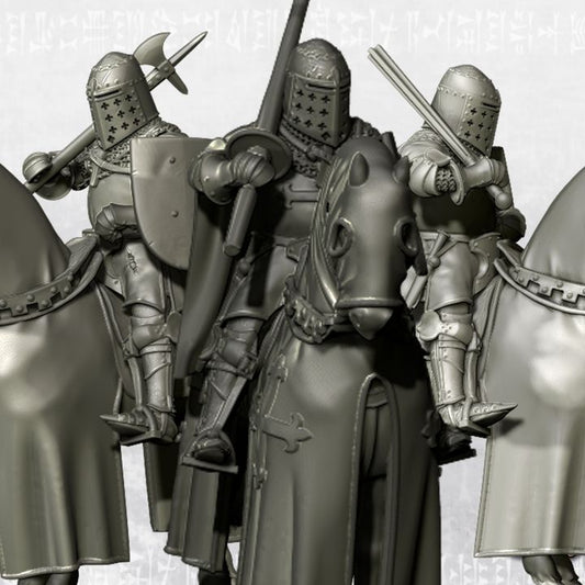 "Iberian Crusader veteran on horse -crusader & lay versions- 14th century" by Ezipion miniatures
