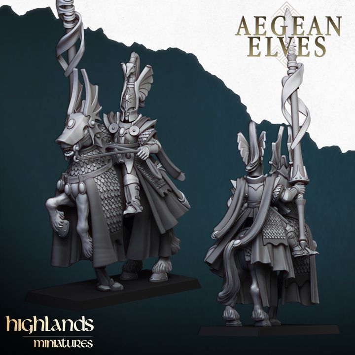 Aegean Elf Mounted Lord by Highlands Miniatures