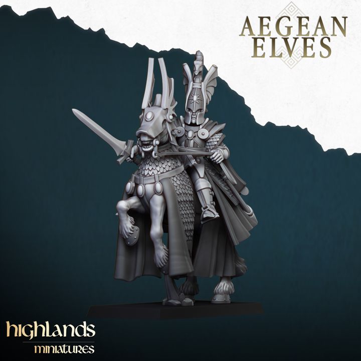 Aegean Elf Mounted Lord by Highlands Miniatures