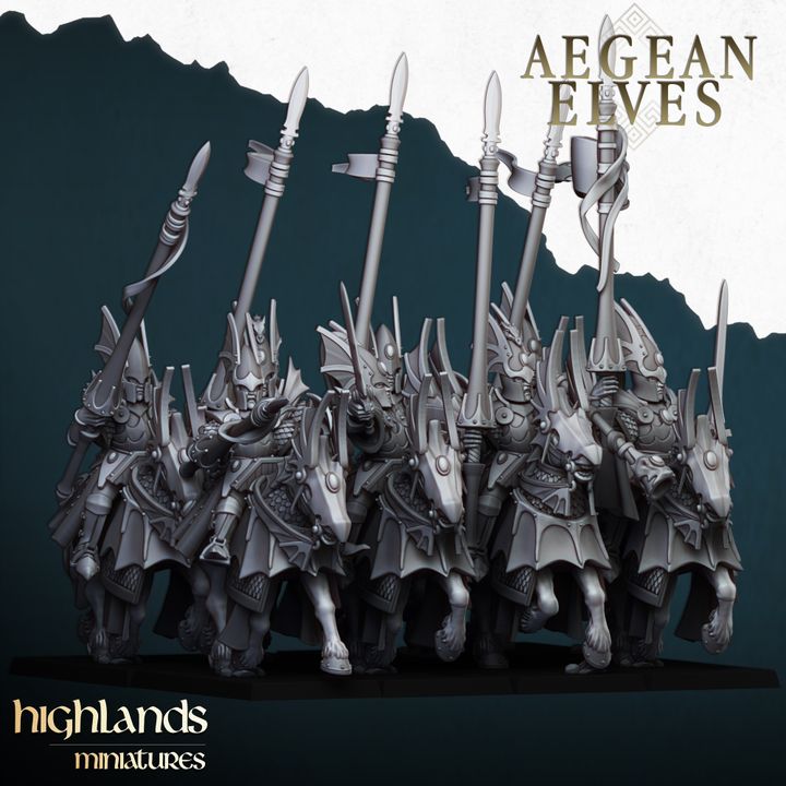 Aegean Elves Mounted Dragons by Highlands Miniatures