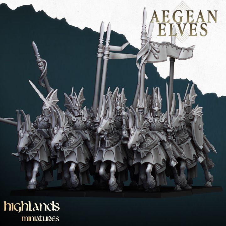 Aegean Elves Mounted Dragons by Highlands Miniatures