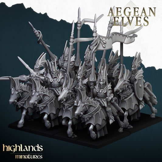 Aegean Elves Mounted Dragons by Highlands Miniatures