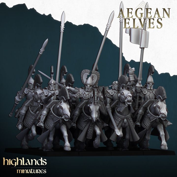 Aegean Elves Mounted Lances by Highlands Miniatures