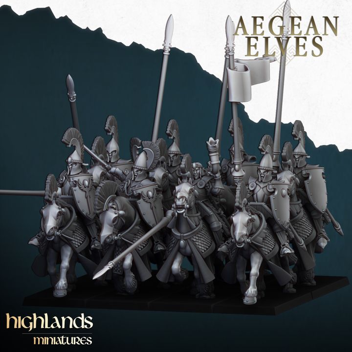 Aegean Elves Mounted Lances by Highlands Miniatures