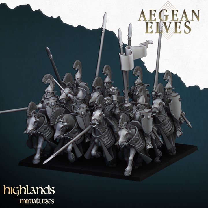 Aegean Elves Mounted Lances by Highlands Miniatures