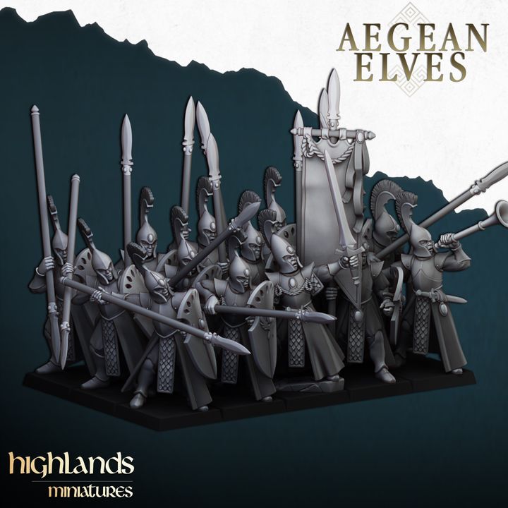 Aegean Elves Spearmen by Highlands Miniatures