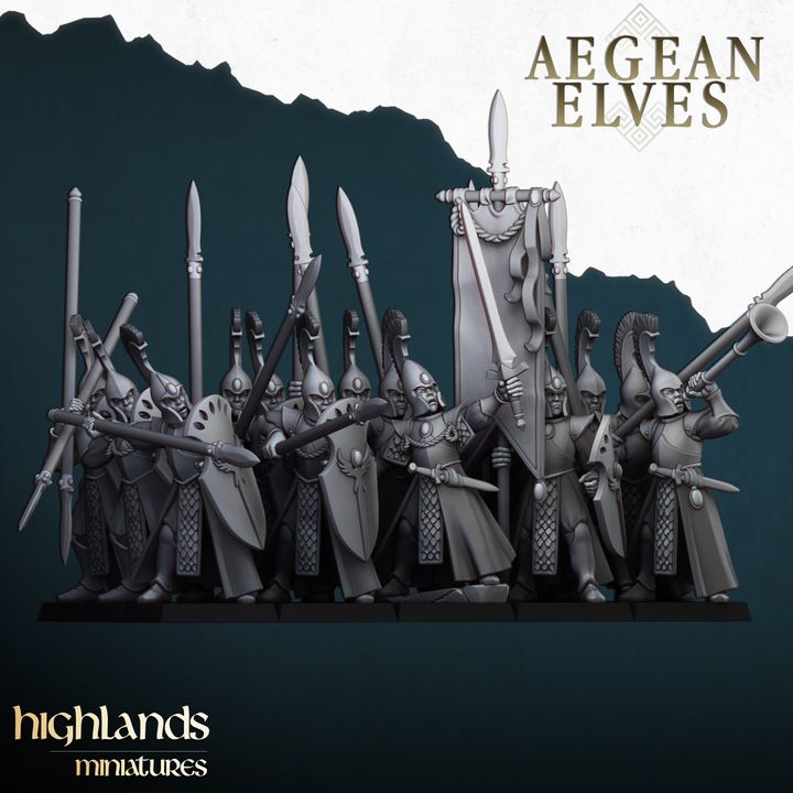 Aegean Elves Spearmen by Highlands Miniatures