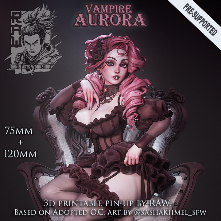 Vampire Aurora - Gothic PinUp Girl by Ronin Arts Workshop