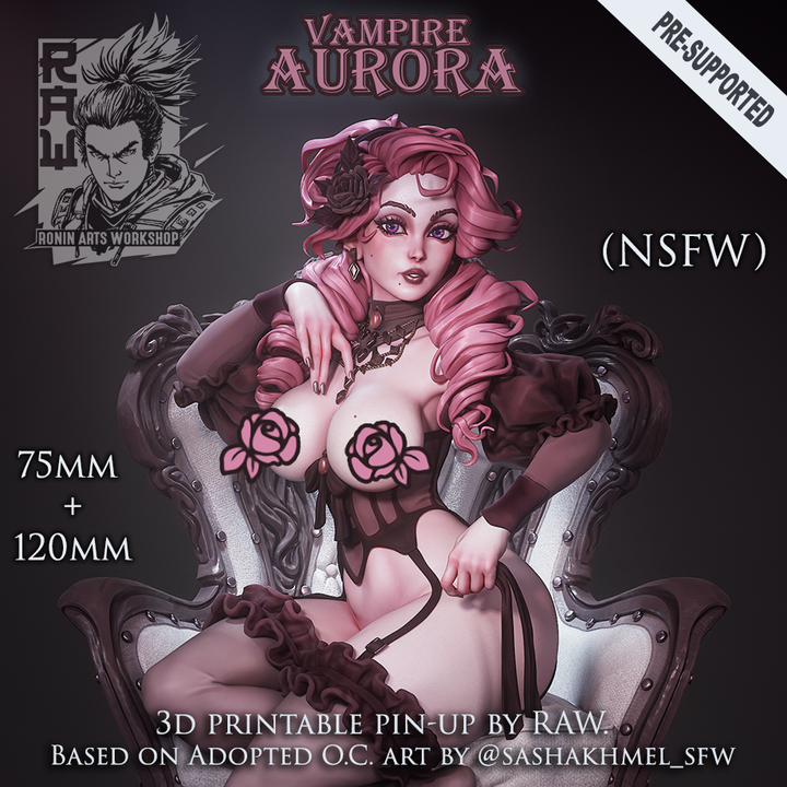 Vampire Aurora - Gothic PinUp Girl by Ronin Arts Workshop