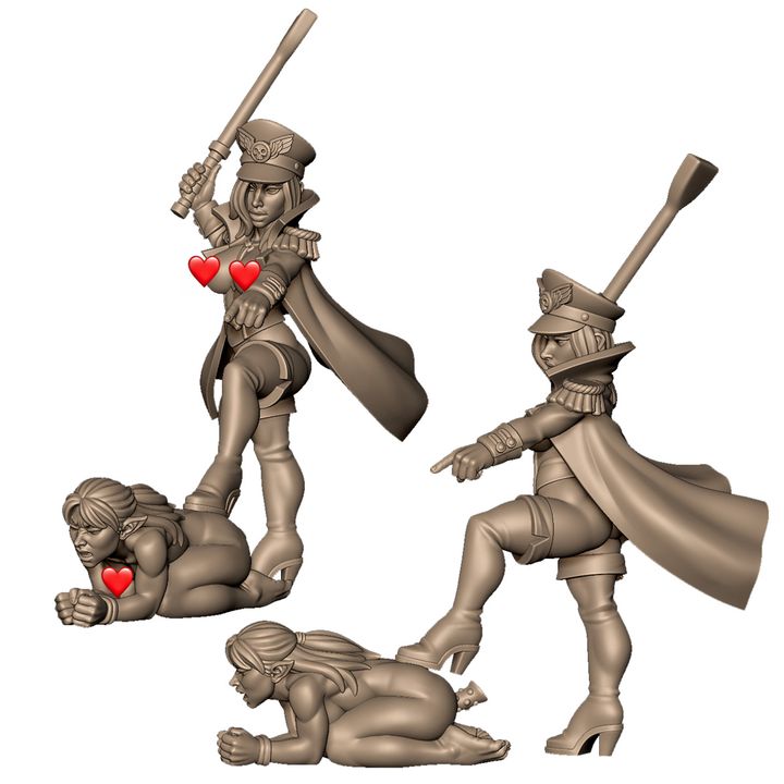 BDSM female in uniform with female elf by Menagerie Miniature (18+)