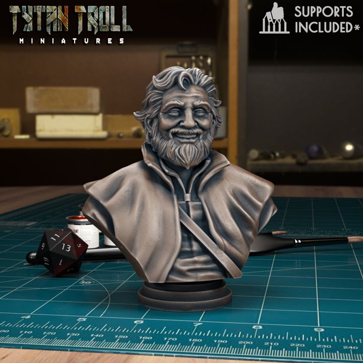 Smiling Bearded Man Bust by Tytan Troll Miniatures