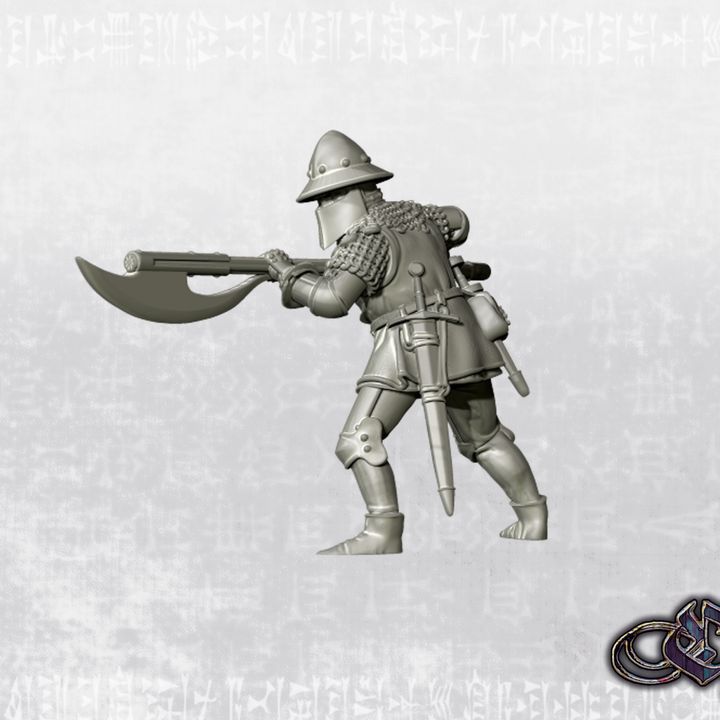 “Infantryman with halberd– 14th century” by Ezipion miniatures