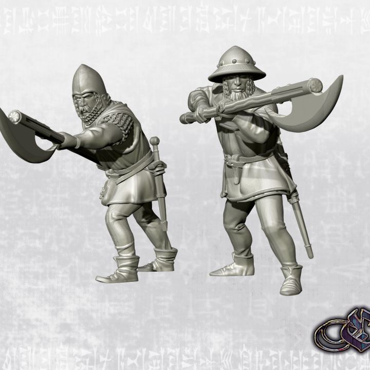 “Militiamen with halberds – 14th century” by Ezipion miniatures