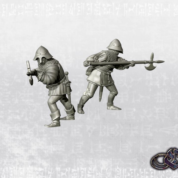 “Bohemian Infantrymen with halberds – Late 14th century” by Ezipion miniatures