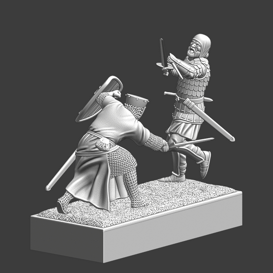 Medieval Duel Diorama – Danish Crusader vs. Kievan Rus Warrior.