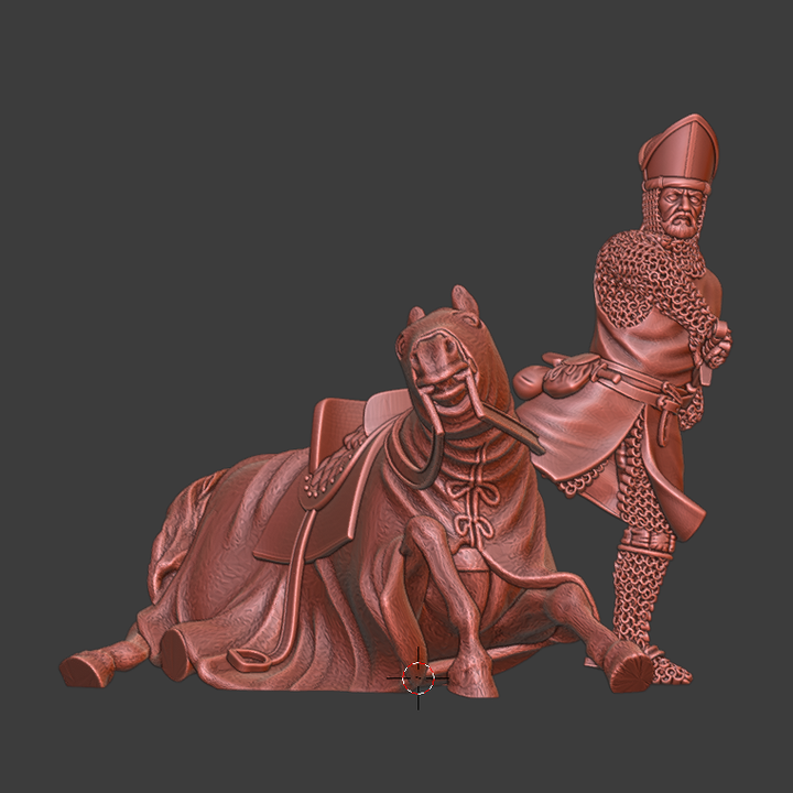 Downed Medieval warrior Bishop - Small scene.