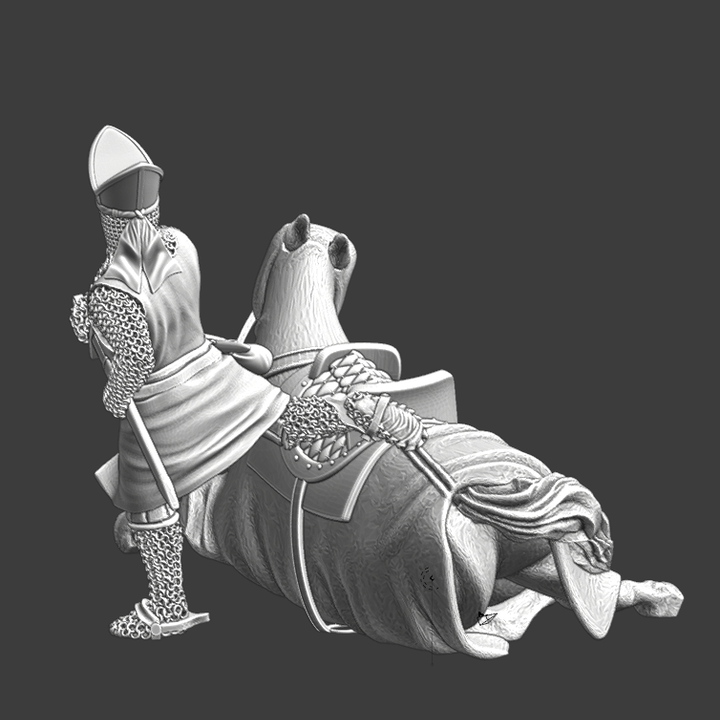 Downed Medieval warrior Bishop - Small scene.