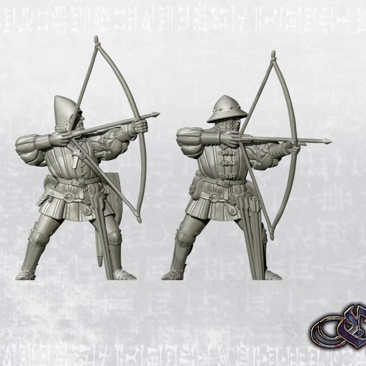 “Heavy Bowmen - Aiming– 14th century” by Ezipion miniatures