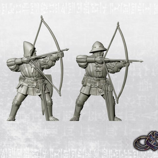 “Heavy Bowmen - Aiming– 14th century” by Ezipion miniatures