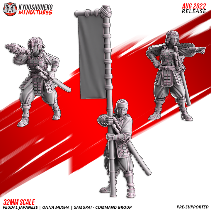 Onna Musha, Samurai, Command Group by Kyoushuneko Miniatures