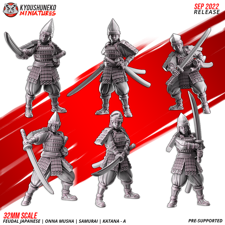 Onna Musha, Samurai, Katana - A by Kyoushuneko Miniatures