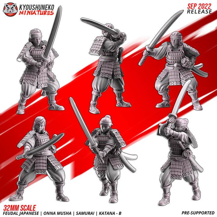 Onna Musha, Samurai, Katana - B by Kyoushuneko Miniatures