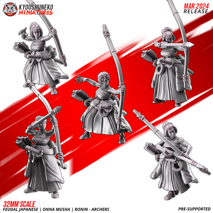 Onna Musha, Ronin, Archers by Kyoushuneko Miniatures