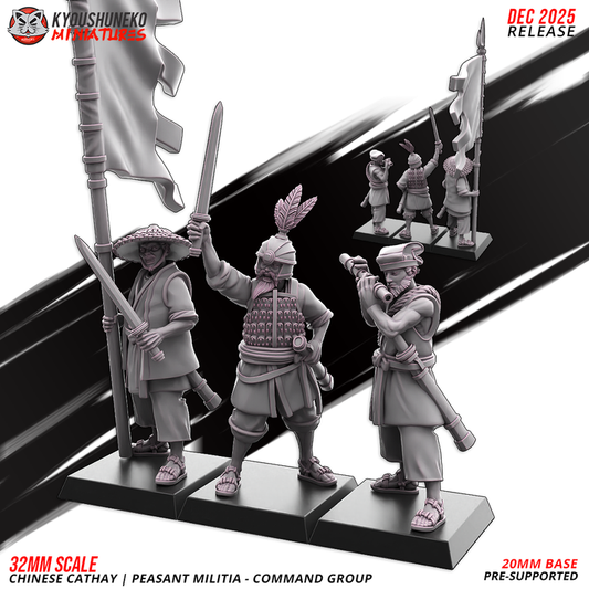 Chinese Cathay Peasant MiIitia Command Group by Kyoushuneko Miniatures
