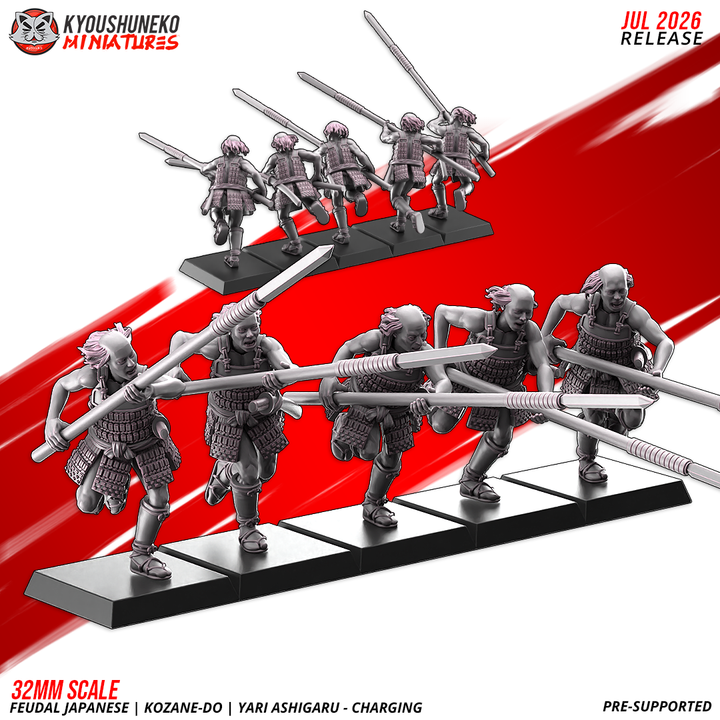 Kozane-dō, Yari Ashigaru – Charging by Kyoushuneko Miniatures