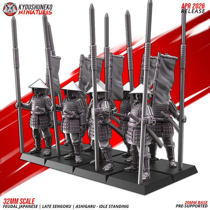 Feudal Japanese late sengoki ashigaru  idle standing by Kyoushuneko Miniatures