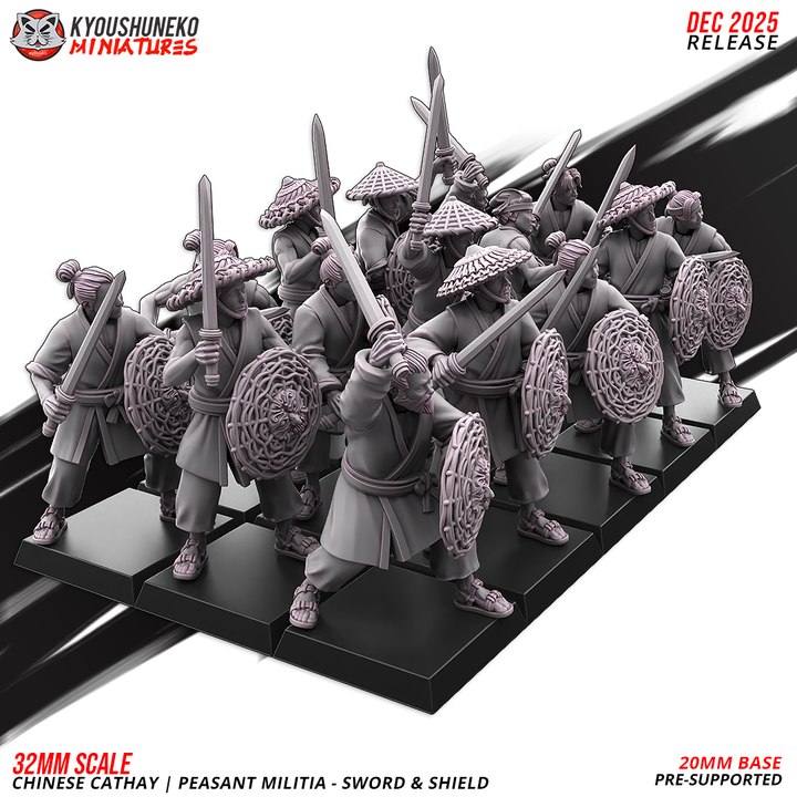Chinese Cathay Peasant MiIitia Sword & Shield by Kyoushuneko Miniatures