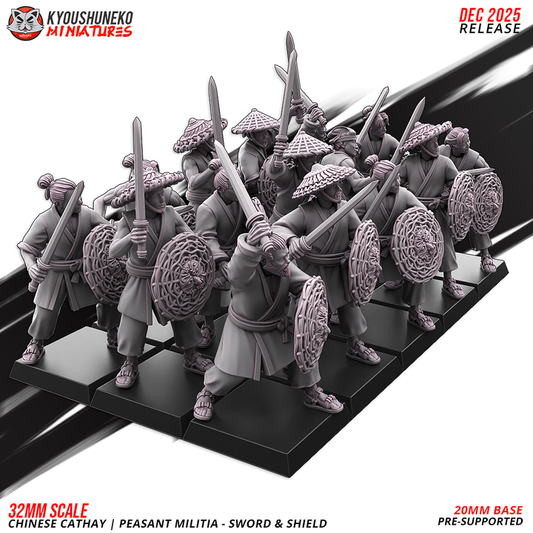 Chinese Cathay Peasant MiIitia Sword & Shield by Kyoushuneko Miniatures