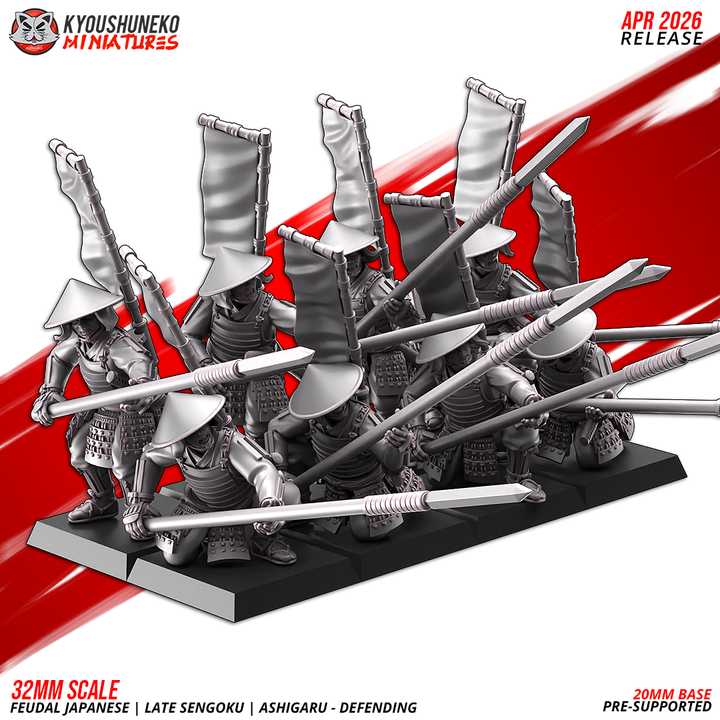 Feudal Japanese late sengoki ashigaru defending by Kyoushuneko Miniatures