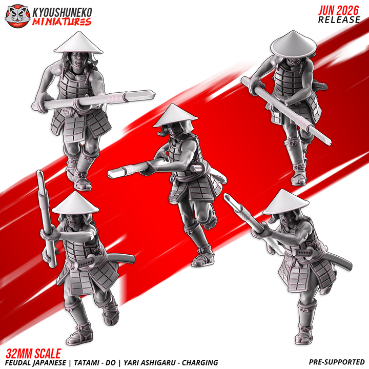 Tatami-dō Yari Ashigaru Charging by Kyoushuneko Miniatures