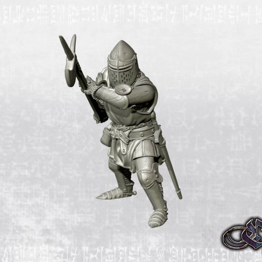 "Castilian mant at arm with poleaxe and early great bascinet - 14th century" by Ezipion miniatures